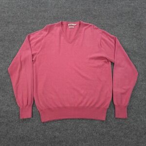 Peter Millar Sweater Mens Medium Pink V Neck‎ Cotton Cashmere Pullover Golf Prep